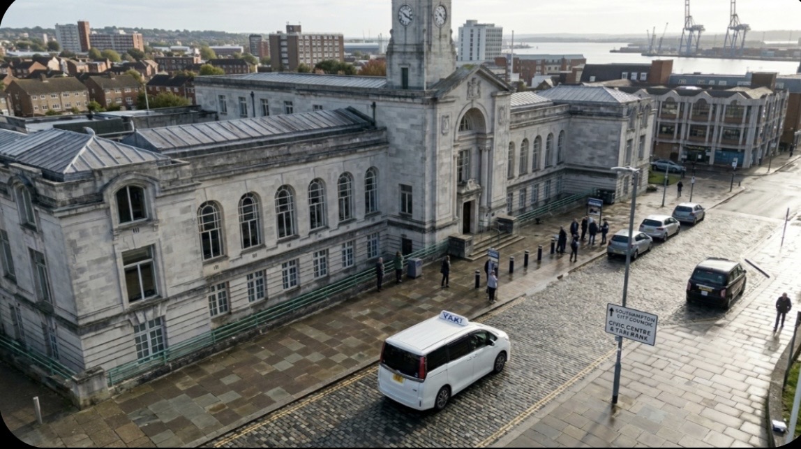 TaxiCity Southampton licensed Hackney Carriage at Southampton Civic Centre taxi rank